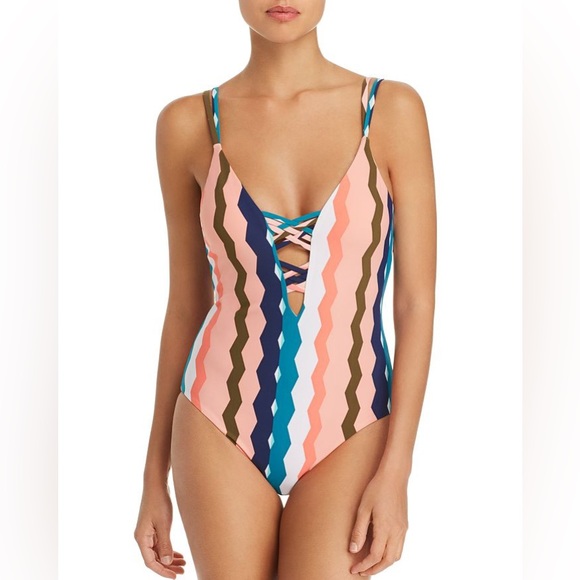 RED CARTER Tanzania Strappy Plunge One Piece Swimsuit NWT - Picture 1 of 9